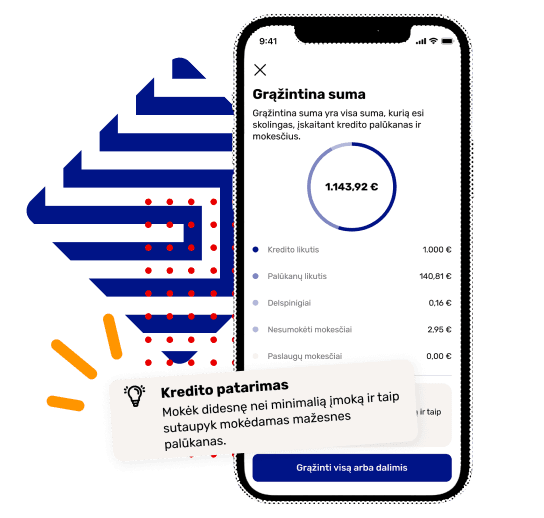 Matyk visą grąžintiną sumą programėlėje